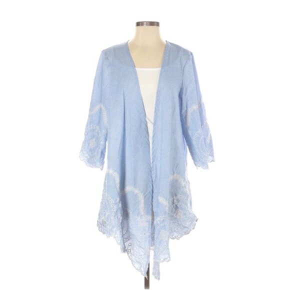 3/$30 Embroidered Kimono, Chambray - Picture 3 of 7